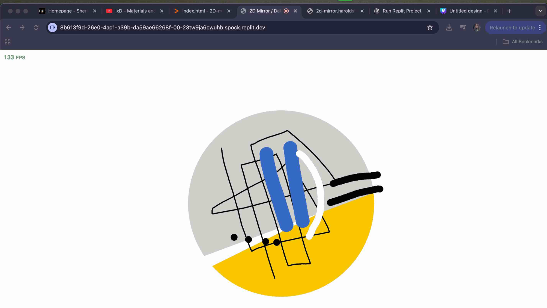 Here, I tested Harold Sikkema’s original BlazeFace p5.js template to see how the face-tracking model behaved in real time. This experiment helped me understand how landmark detection responds to my movements, and how images can be layered and animated using face data. By experimenting with the base template first, I was able to plan how to personalize it for my own project theme.