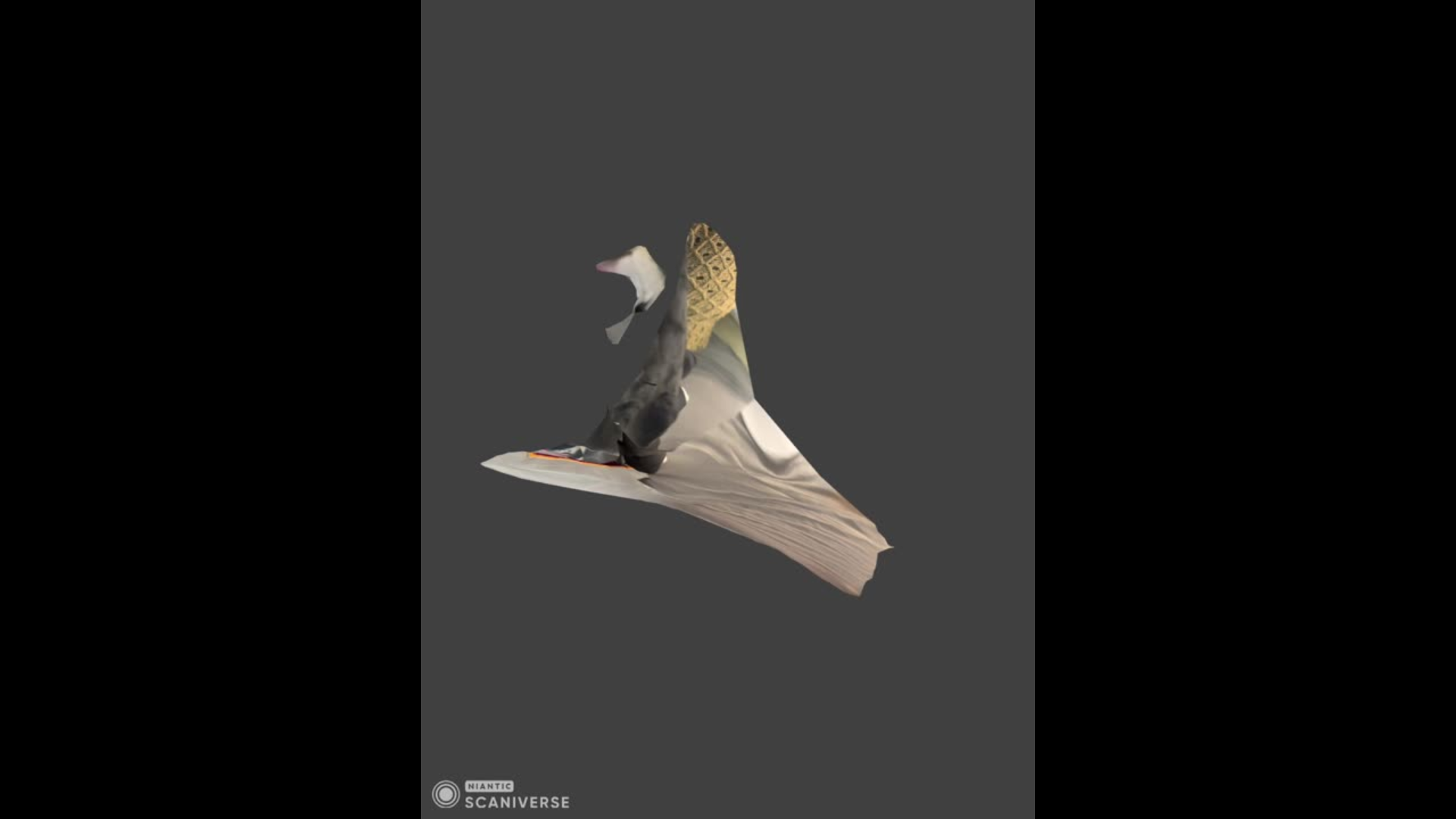 This is the failed scan of the Spamtoon plushie. The scanner captured only fragments of the plushie, stretching textures across a broken surface and leaving most of the model incomplete.