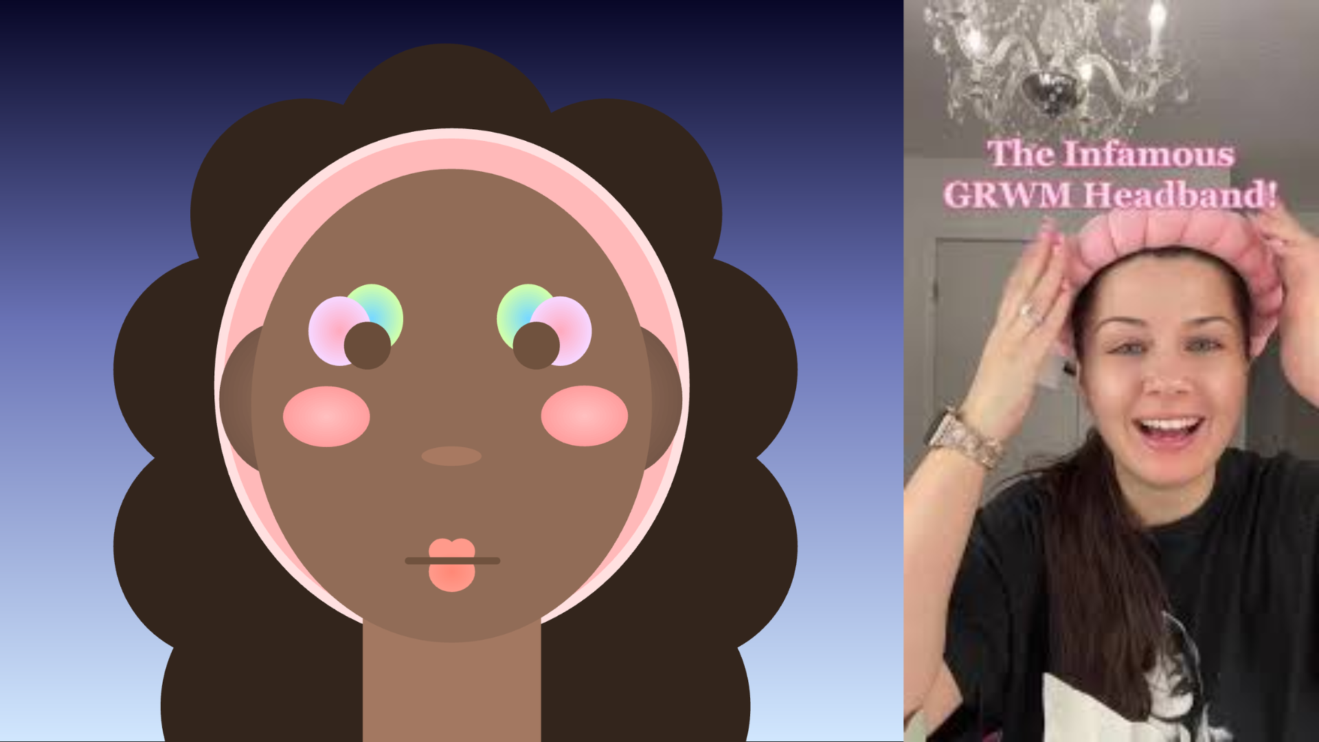 This is part of my code. I added a headband to create a “get ready with me” effect, using it as a symbol of preparing for makeup, which connects to my personal experience.